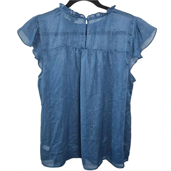 Torrid Mock Neck Sleeveless Tank Crinkle Chiffon Blue‎  Size 0 - Picture 7 of 9